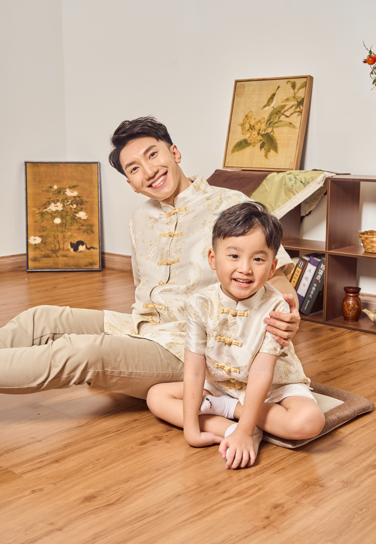 Love Knot Label | Little Yu Áéâ Boy's Jacquard Samfu Top (Yellow)