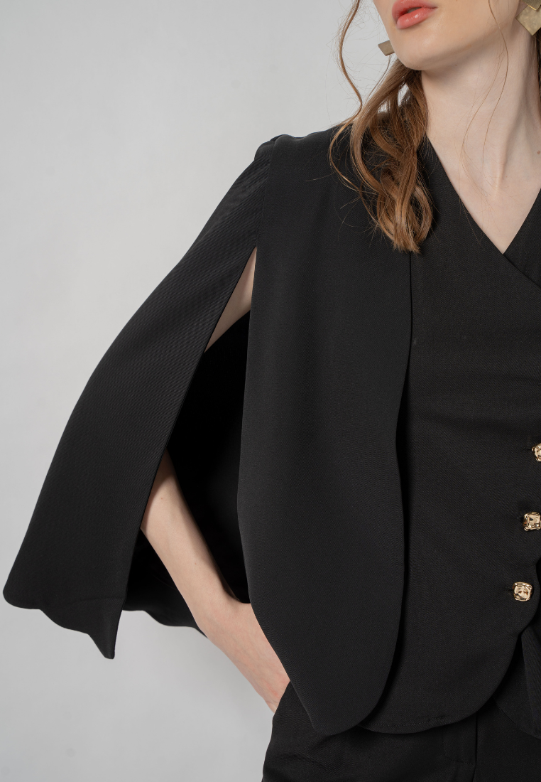 Zeya Tailored Cape Blazer (Black)