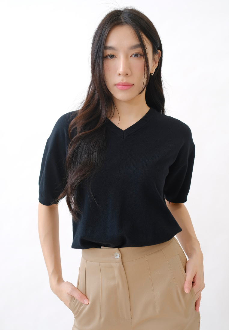 Aisha Short Sleeves Knit Top