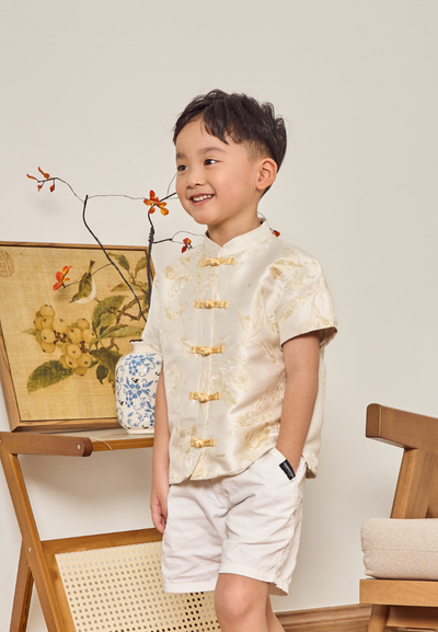 Little Yu 玉 Boy's Jacquard Samfu Top (Yellow)