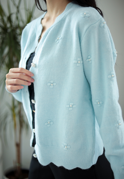 Luca Dainty Pearl Floral Wool Cardigan