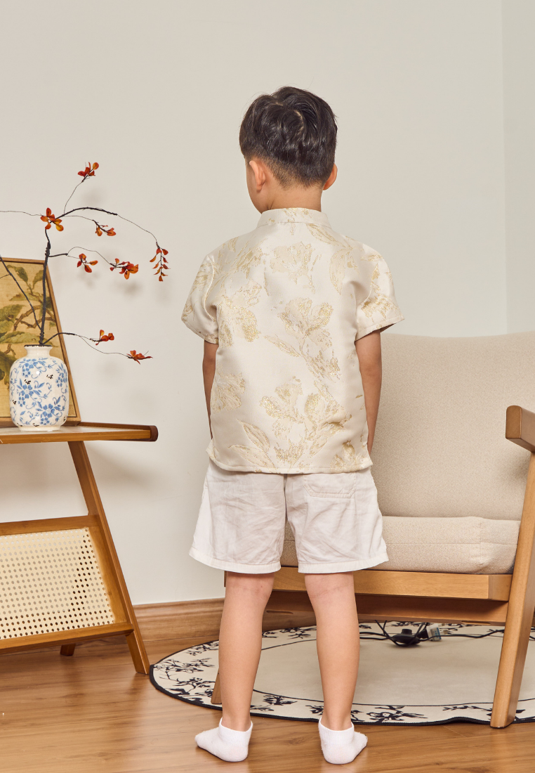 Little Yu 玉 Boy's Jacquard Samfu Top (Yellow)