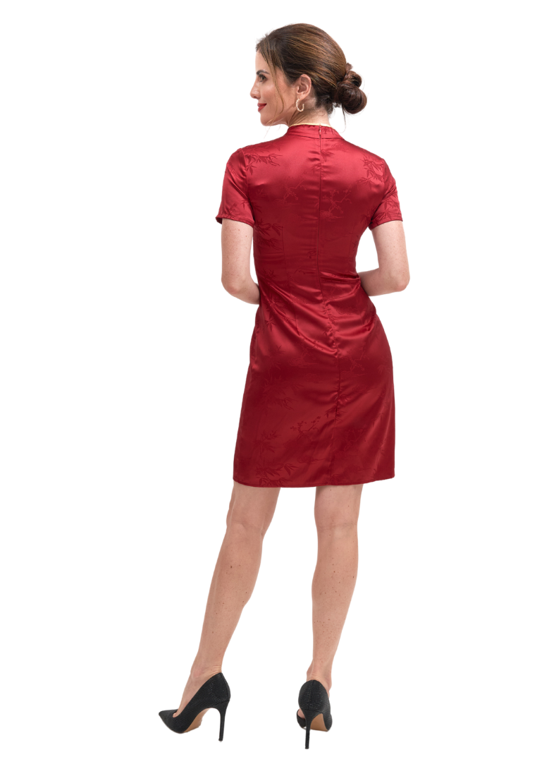 LuoXi Oriental Silk Cheongsam Qipao (Red)