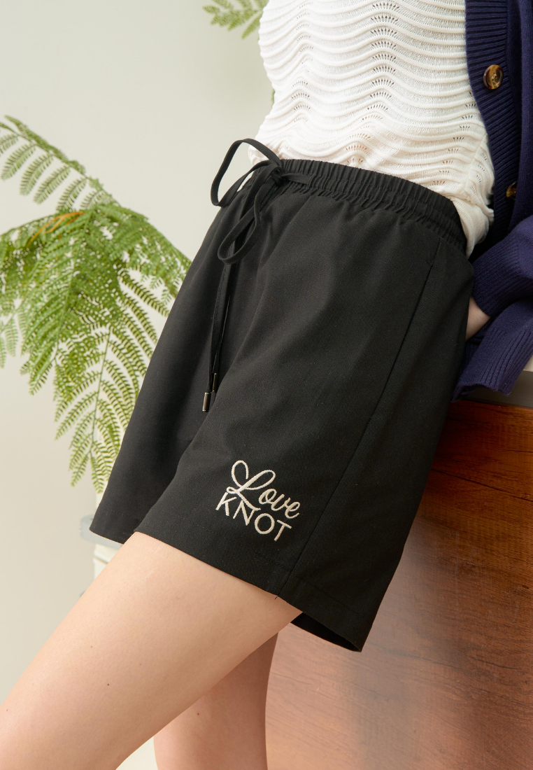 Evîn Cotton Linen Drawstring Shorts (Black)