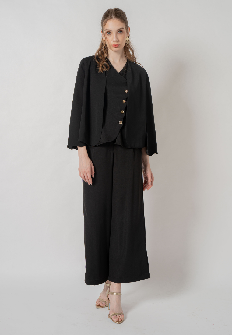 Zeya Tailored Cape Blazer (Black)