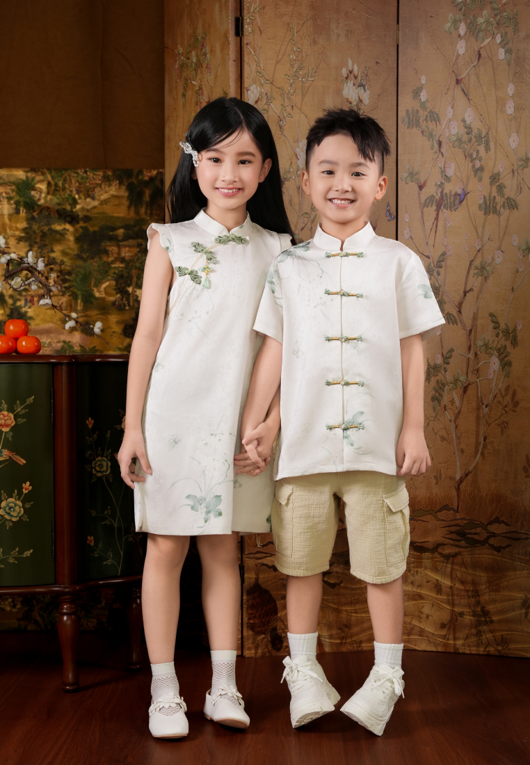 Little Yun Fortune Wings Silky Boy Samfu Top (White)