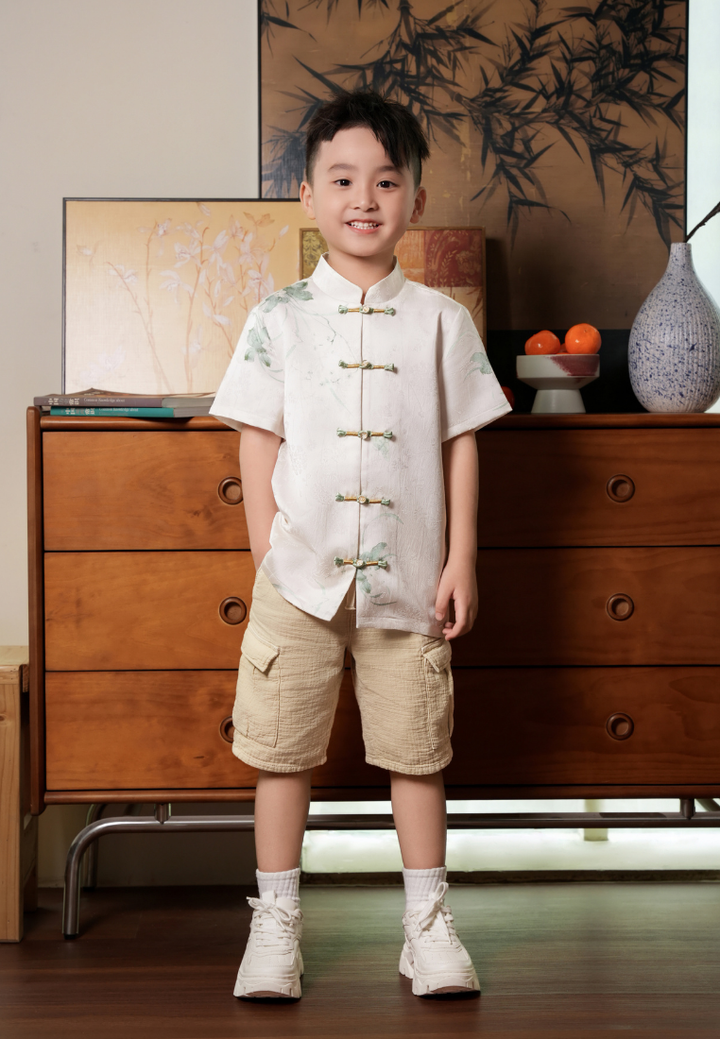 Little Yun Fortune Wings Silky Boy Samfu Top (White)