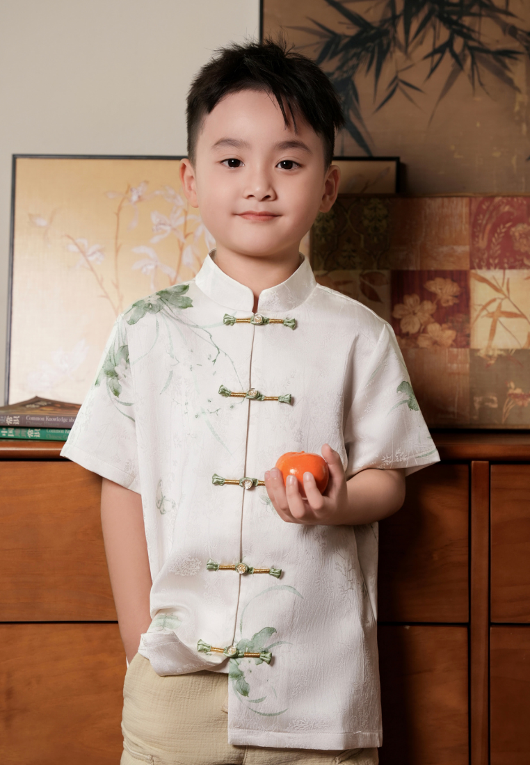 Little Yun Fortune Wings Silky Boy Samfu Top (White)