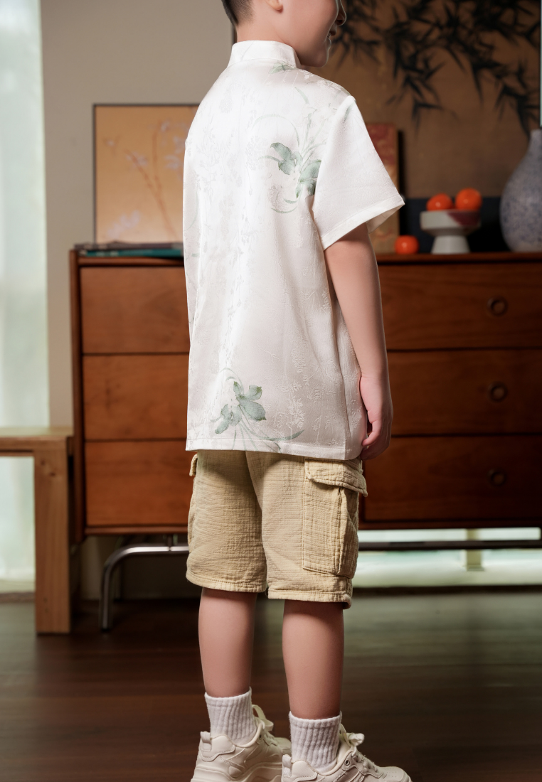 Little Yun Fortune Wings Silky Boy Samfu Top (White)