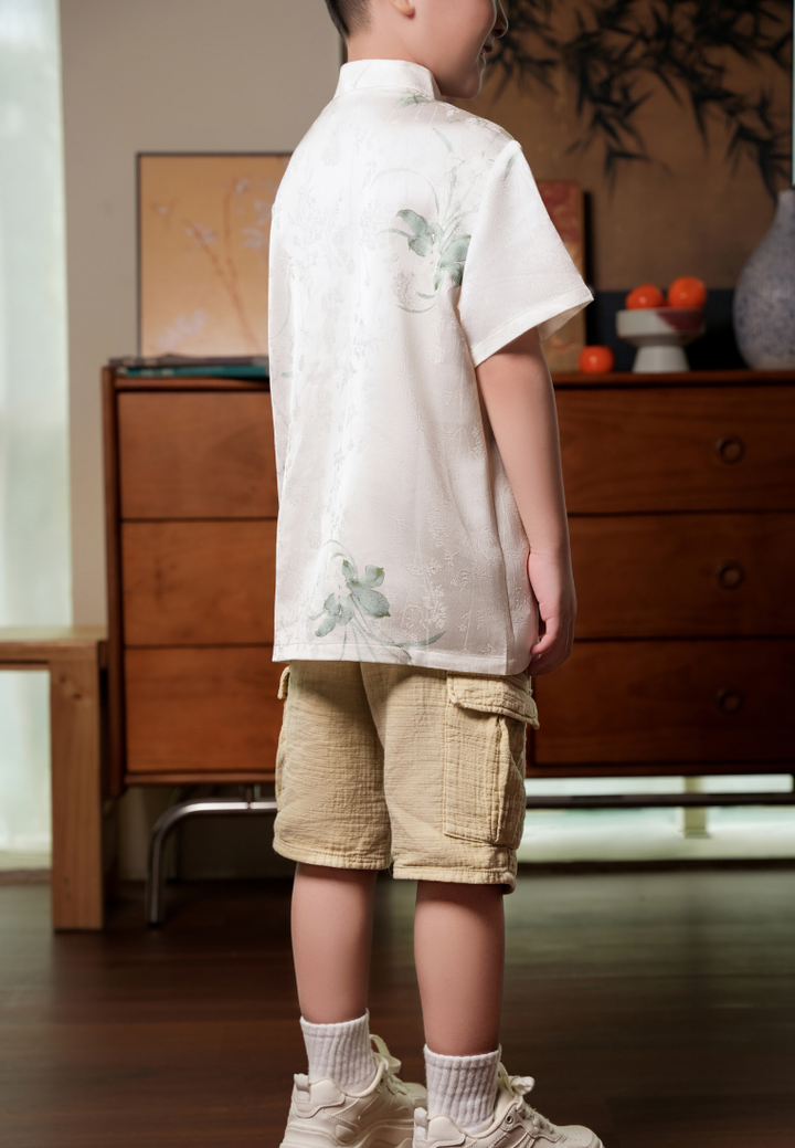 Little Yun Fortune Wings Silky Boy Samfu Top (White)