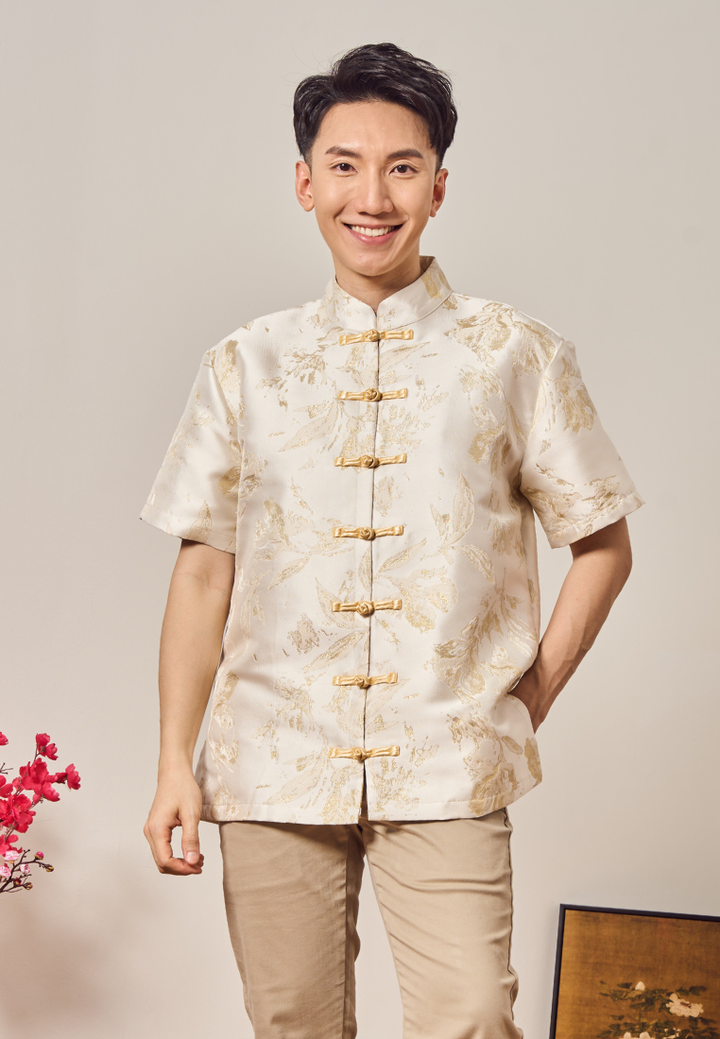 Yu 玉 Men's Jacquard Samfu Top (Yellow)