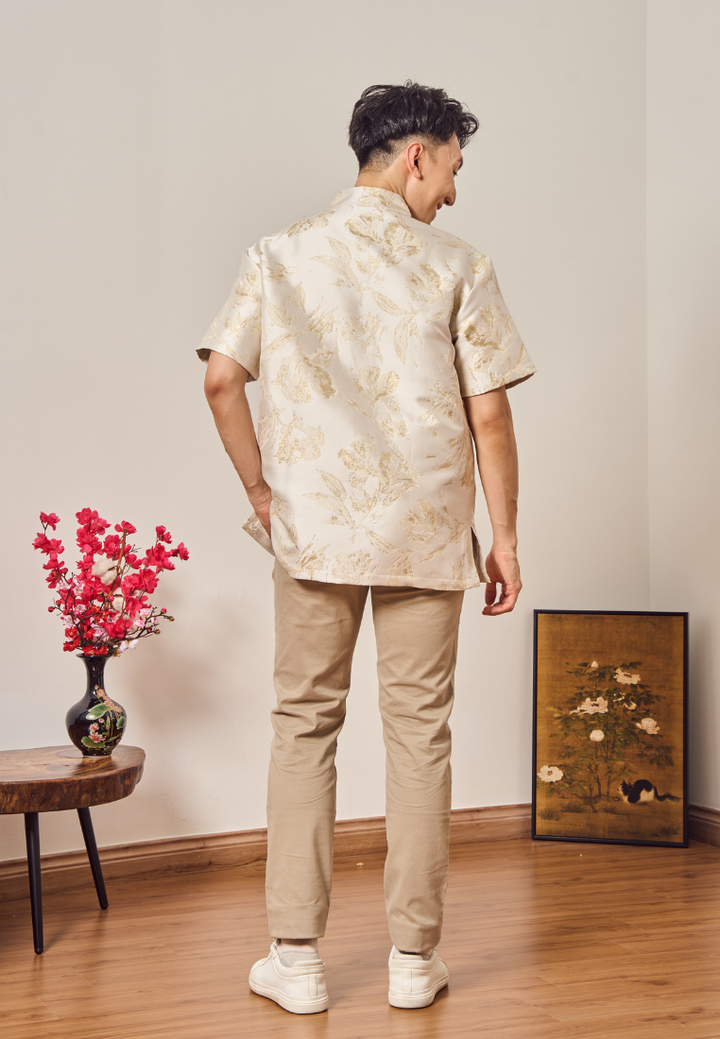 Yu 玉 Men's Jacquard Samfu Top (Yellow)