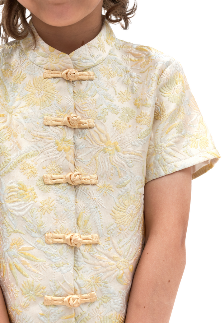 Little LiangChen Boy's Jacquard Samfu Top (Yellow)