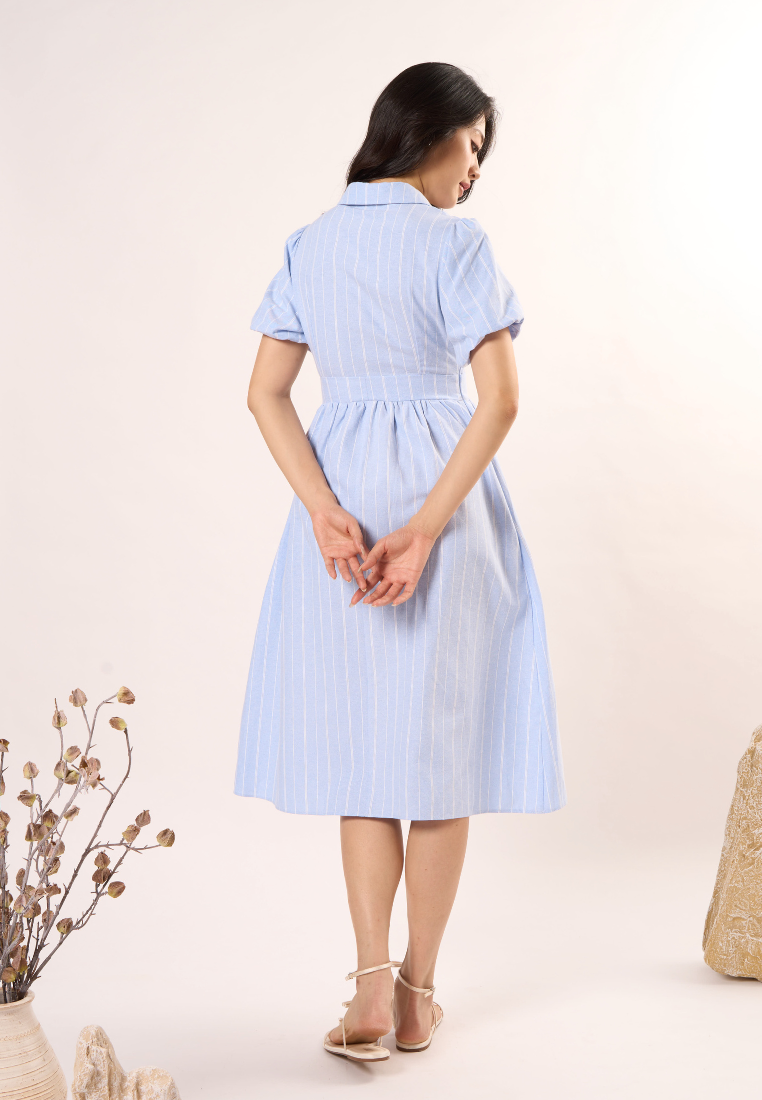 Sylvie Knot Striped Dress(Blue)