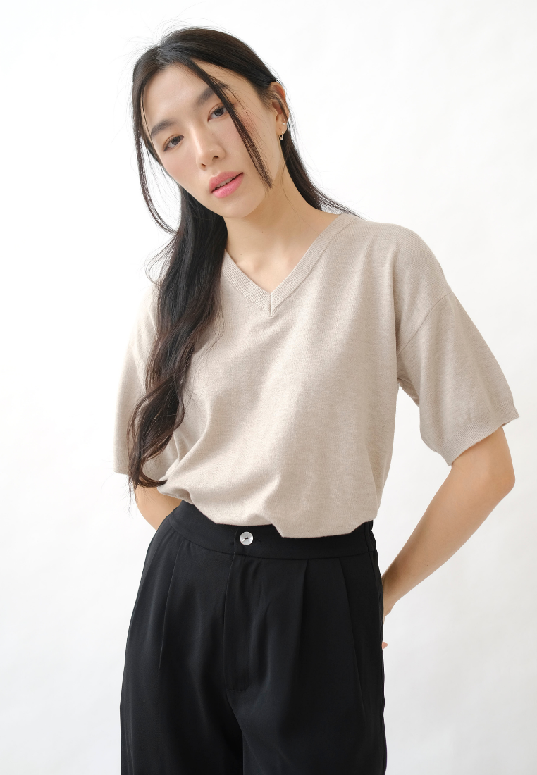 Aisha Short Sleeves Knit Top