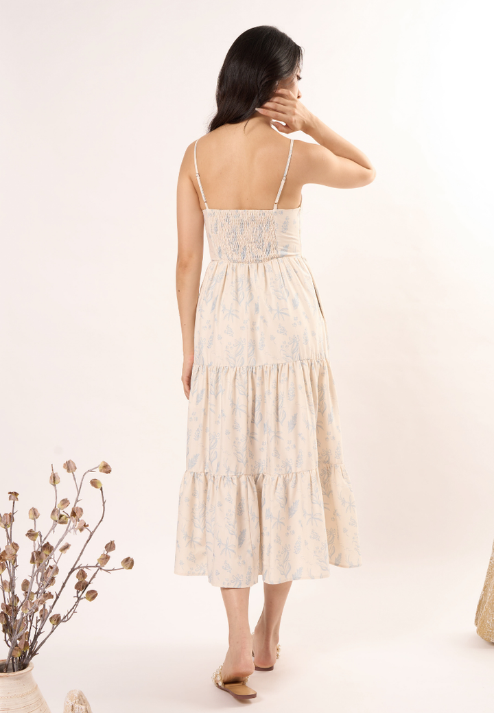 Nerina Floral Print Sleeveless Dress (Blue)