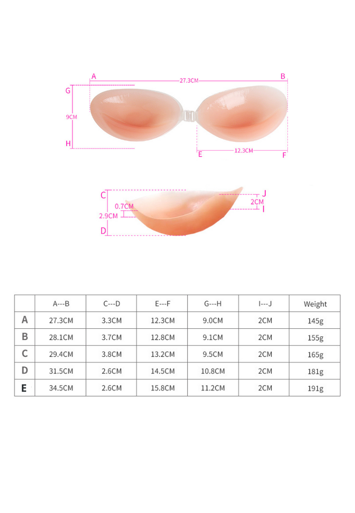 Cup A-E Seamless Silicone Push Up Pad (2cm) Adhesive Nubra