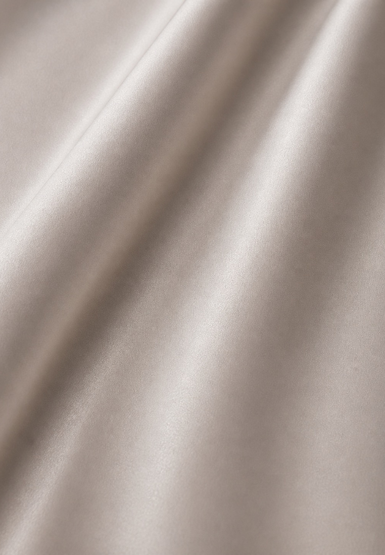 Remi Satin Flowy A-line Midi Skirt (Beige)