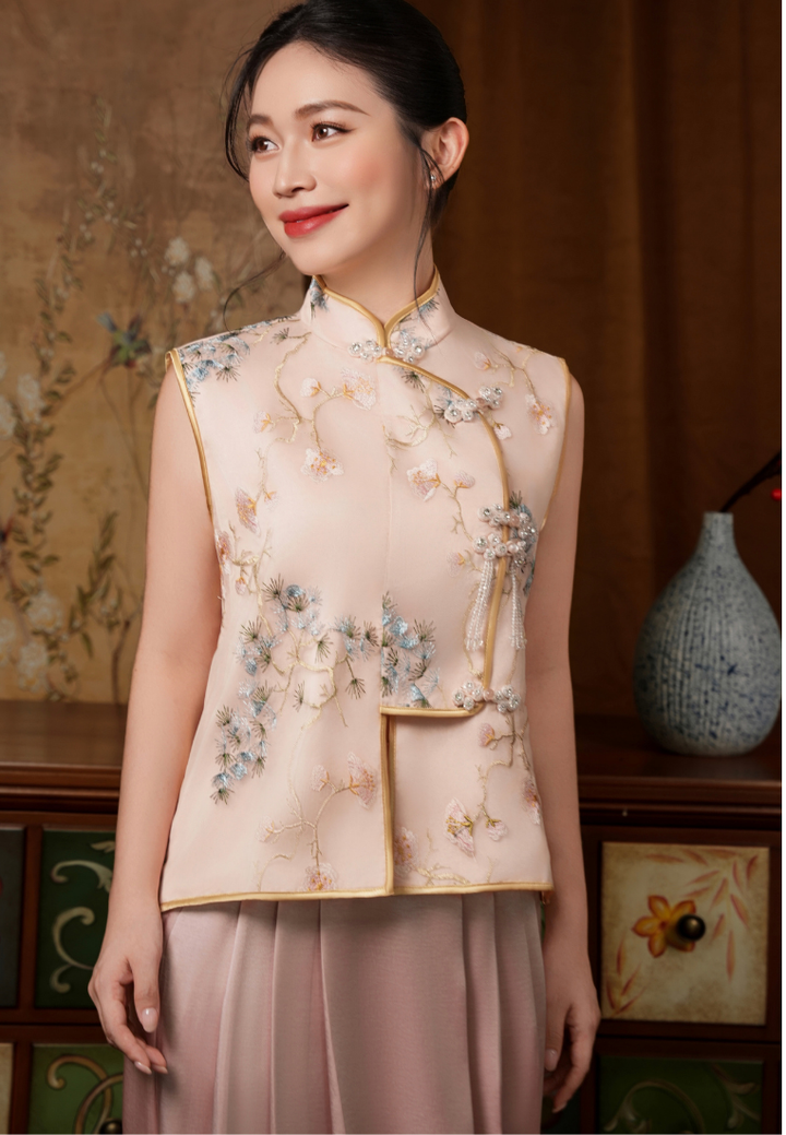 Wen Bonsai Embroidery Top (Pink)