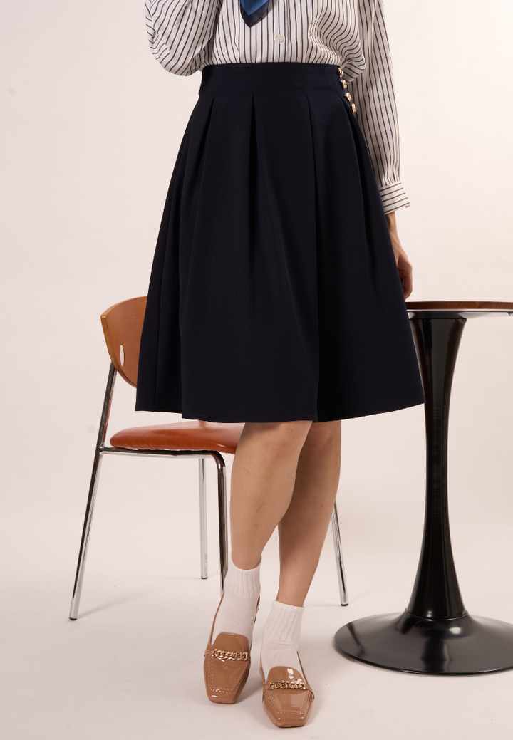 Juniper A-line Pleated Skirt (Navy Blue)