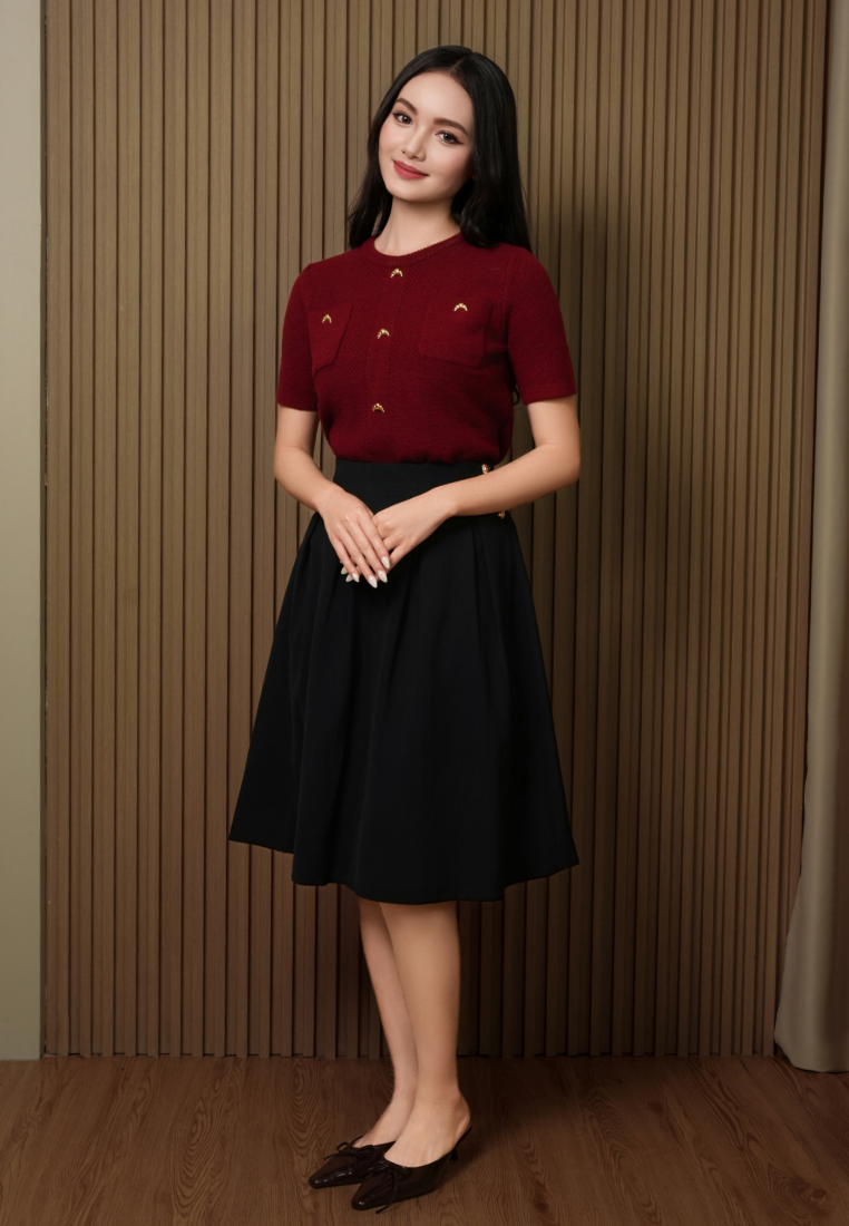 Cressie Textured Knit Top (Maroon)