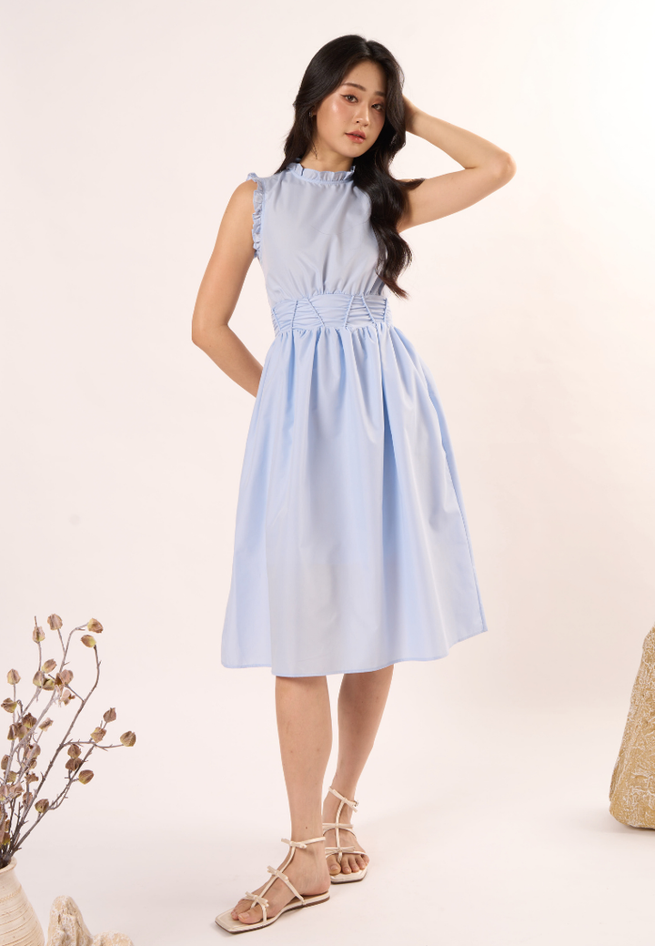 Celine With Ruffle Touch Dress (Blue)