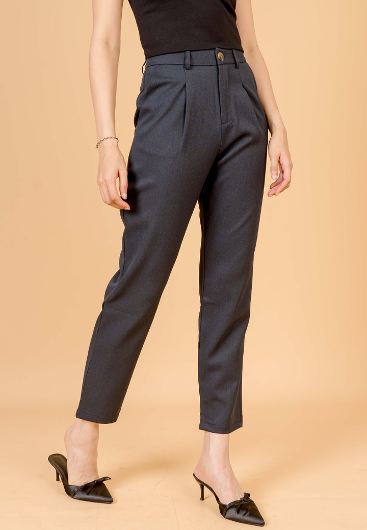 Jett Faux Horn Button Tapered Pants (Navy)