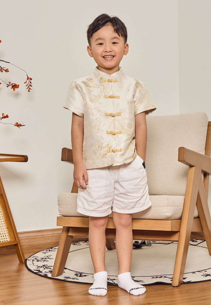 Little Yu 玉 Boy's Jacquard Samfu Top (Yellow)