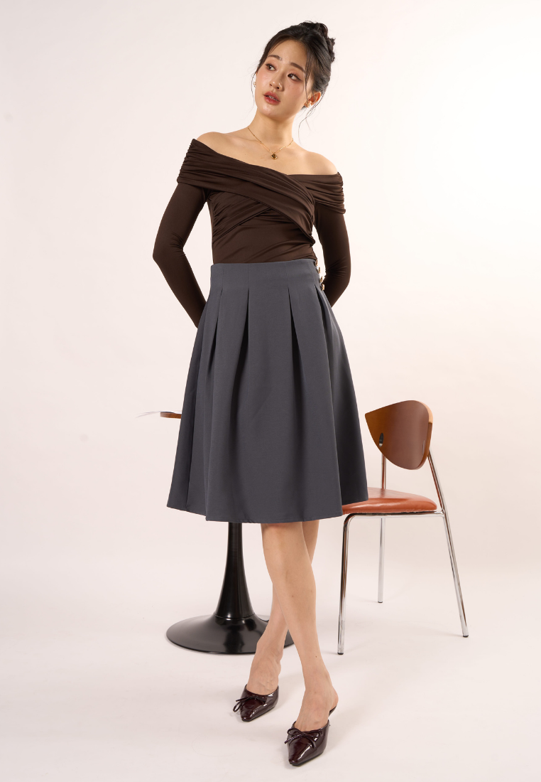 Juniper A-line Pleated Skirt (Grey)