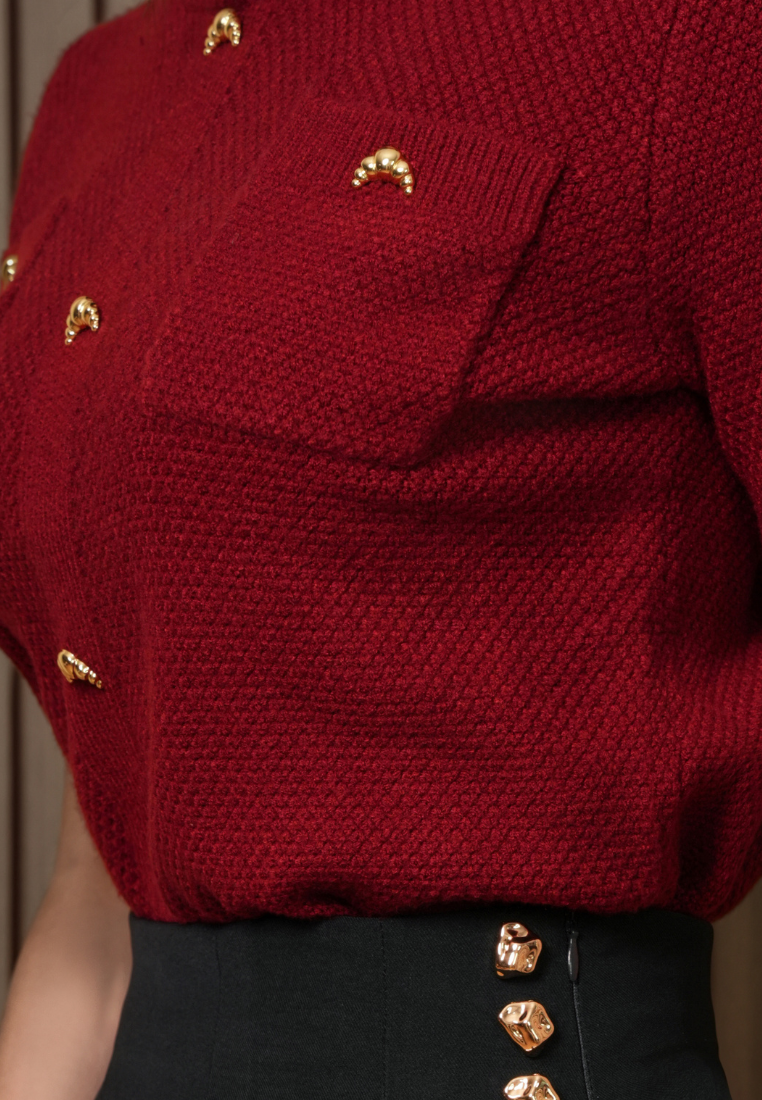 Cressie Textured Knit Top (Maroon)