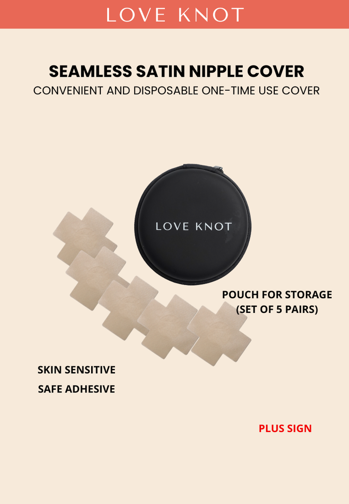 Disposable One Time Use Satin Adhesive Nipple Cover Adhesive Nipple Patch - (5 Pair / Plus Sign)