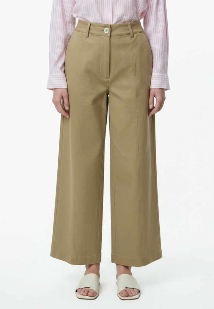 Sarah High Waisted Wide Leg Tailored Pants (Brown)