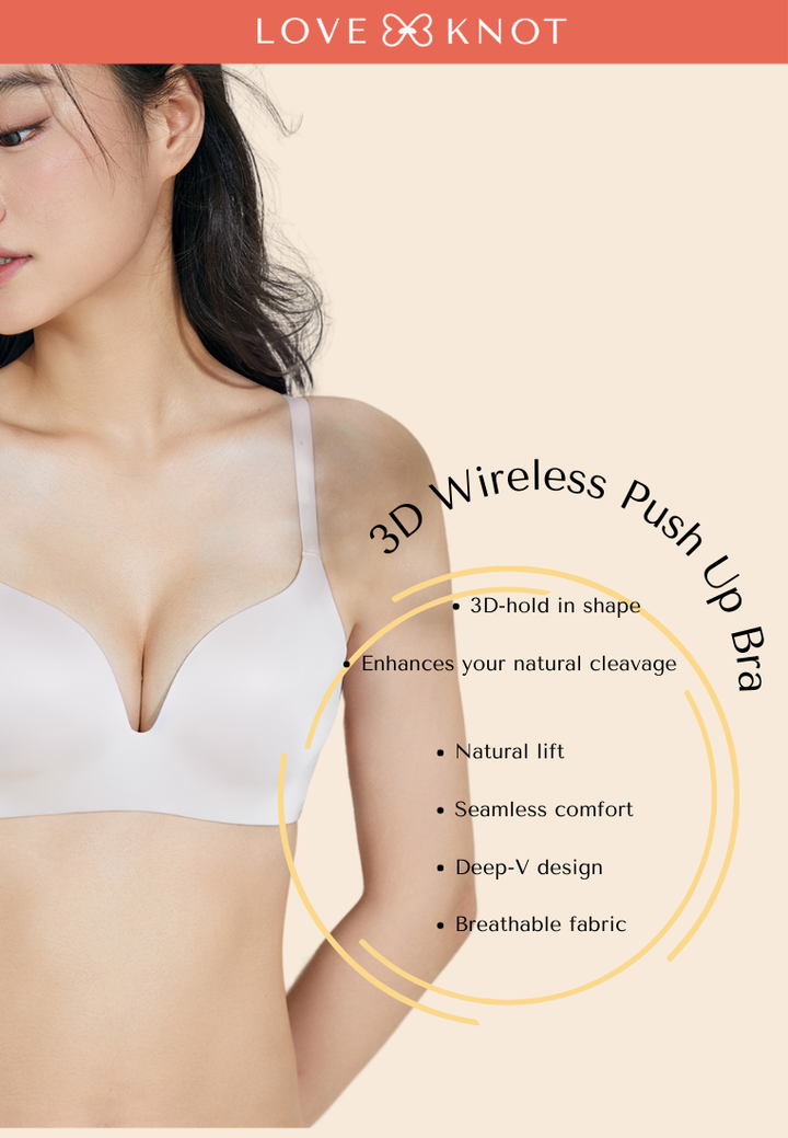 Love Knot Meegan 3D Hold Wireless Push Up Bra Ultra Comfort Seamless T-shirt Bra