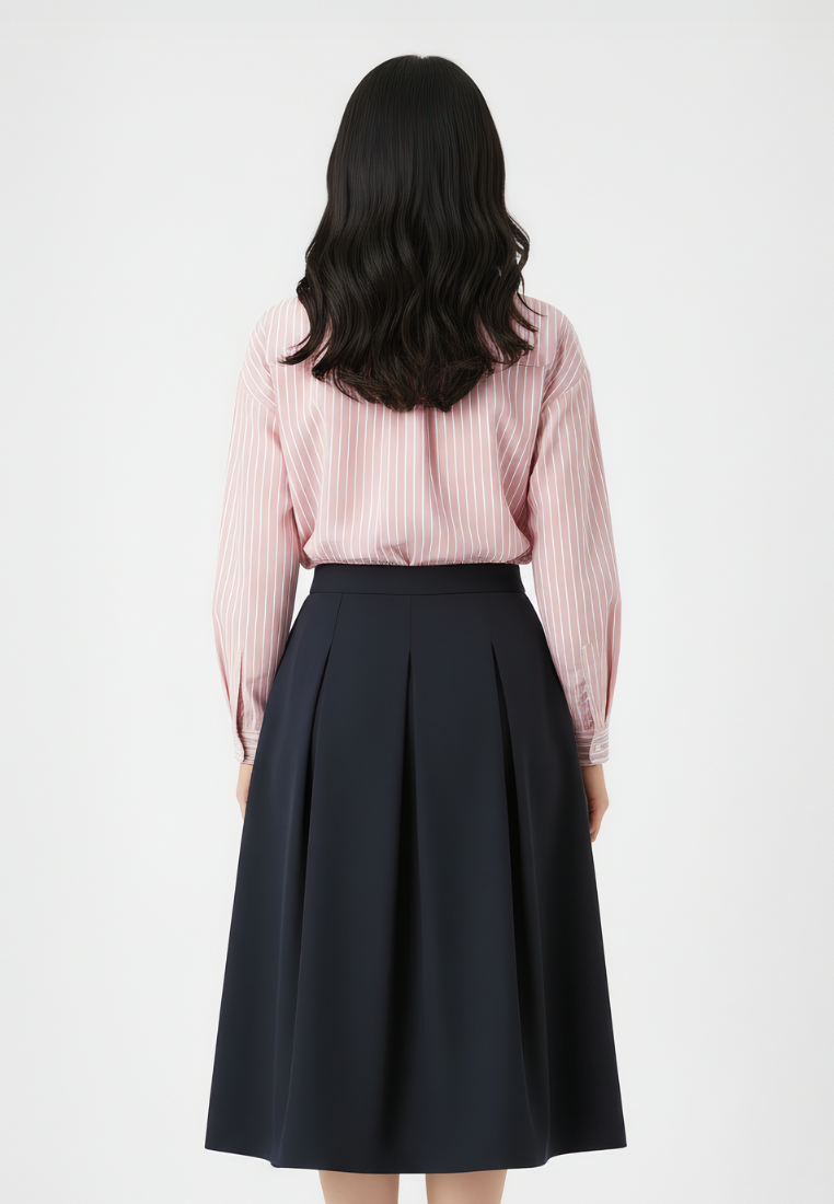 Victoria Striped Ribbon Shirt (Pink)