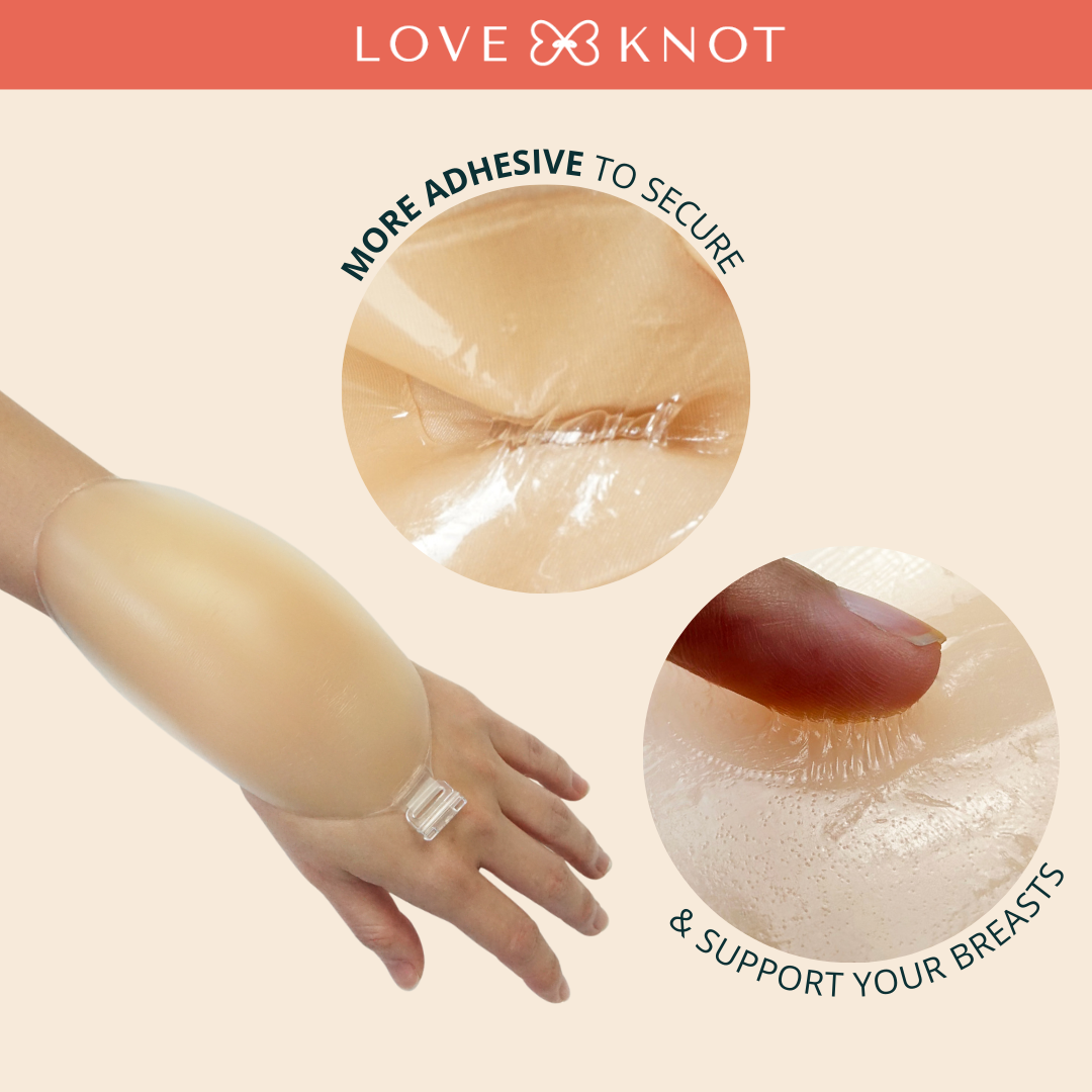 Love Knot Label  Smooth and Seamless Invisible Reusable Adhesive Push Up  Nubra Stick On Wedding Silicon Bra (Beige)