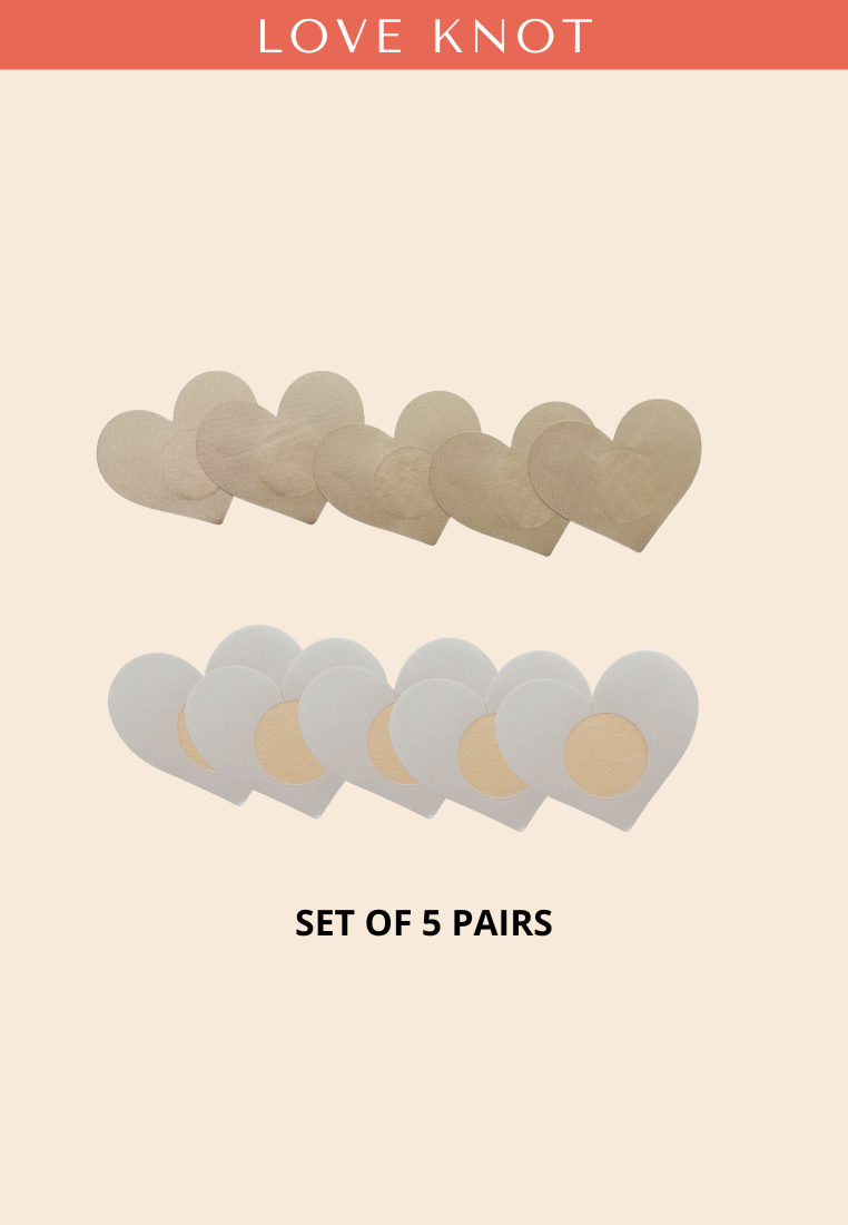 Disposable One Time Use Satin Adhesive Nipple Cover Adhesive Nipple Patch - (5 Pairs Heart)