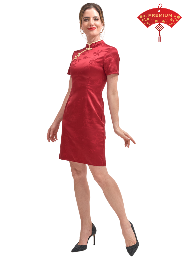 LuoXi Oriental Silk Cheongsam Qipao (Red)