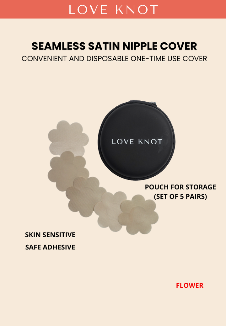 Disposable One Time Use Satin Adhesive Nipple Cover Adhesive Nipple Patch - (5 Pairs Flower)