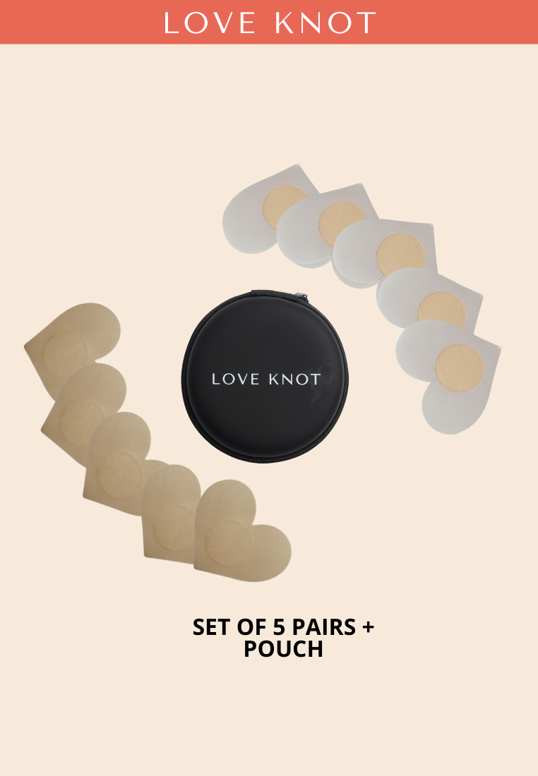 Disposable One Time Use Satin Adhesive Nipple Cover Adhesive Nipple Patch - (5 Pairs Heart)