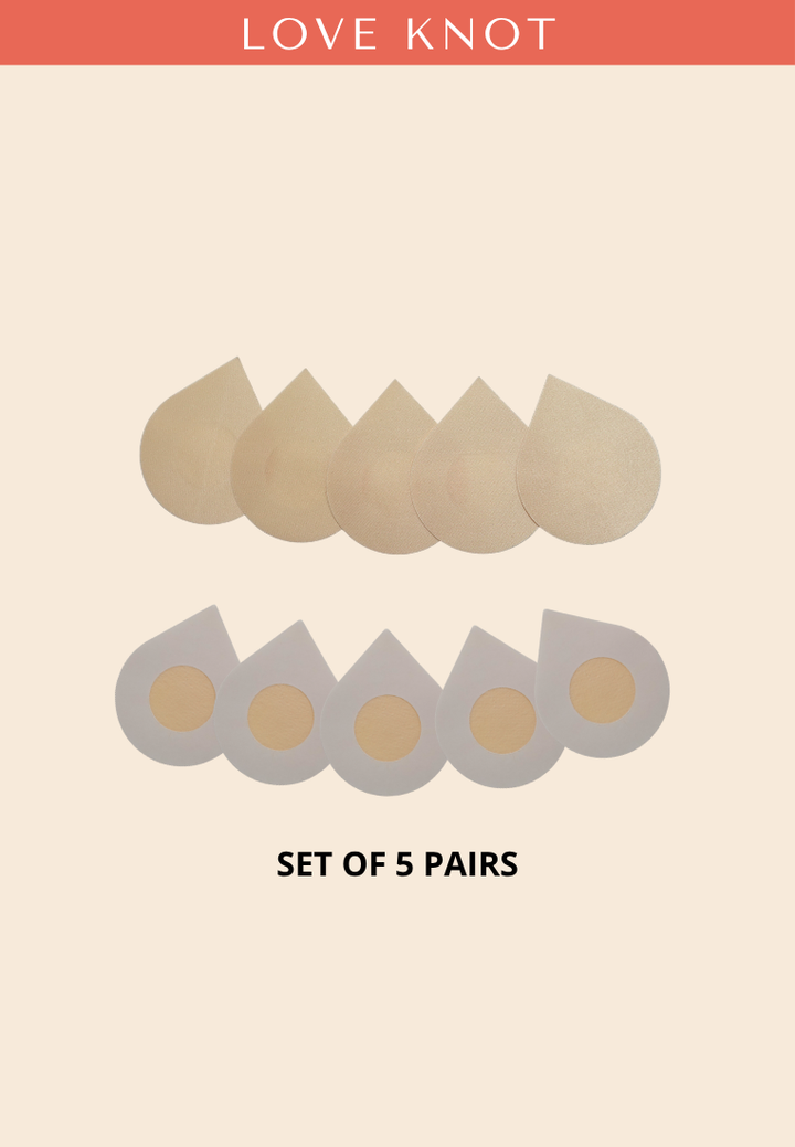 Disposable One Time Use Satin Adhesive Nipple Cover Adhesive Nipple Patch - (5 Pairs Water Drop)