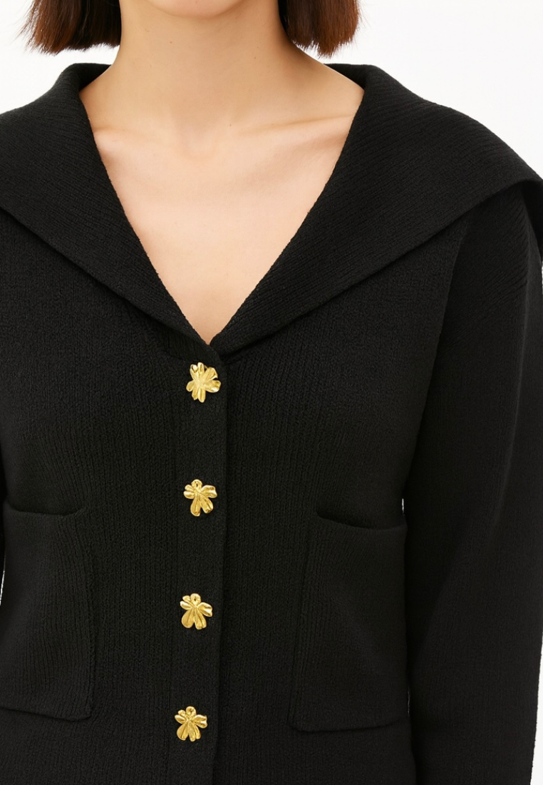 Hudson Textured Knit Hooded Cardigan (Black)