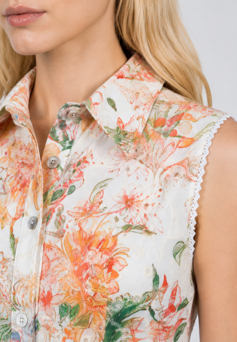 Close-up of Love Knot Clementine dress neckline — shirt collar and sleeveless cut