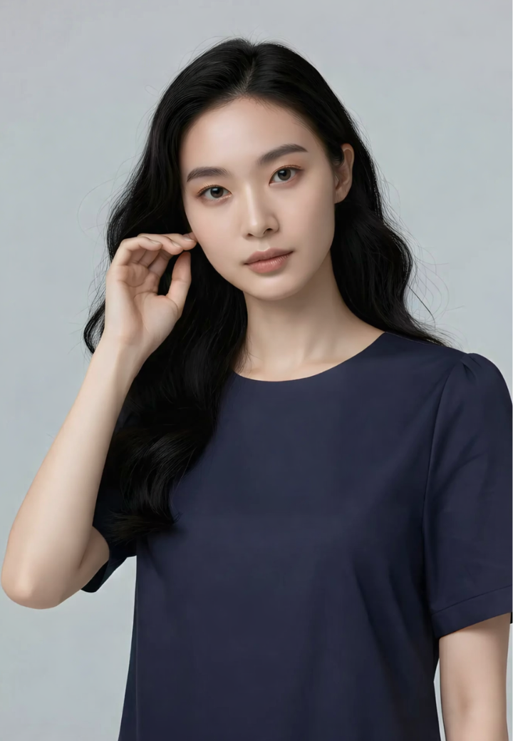 Herminia Ruffle Hem Dress (Navy)