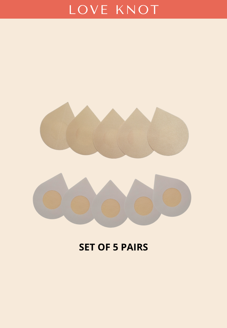 Disposable One Time Use Satin Adhesive Nipple Cover Adhesive Nipple Patch - (5 Pairs Water Drop)