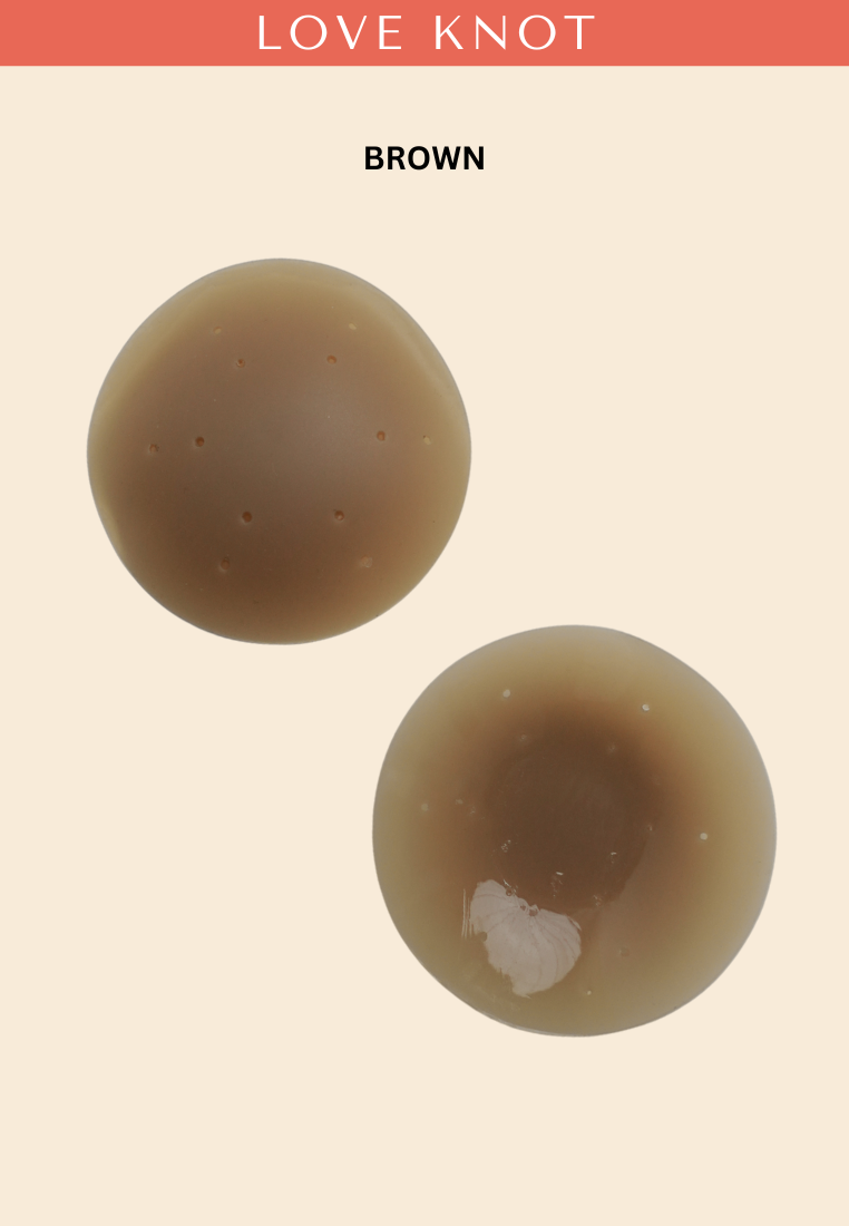 Perforated 8cm Reusable Adhesive Skin Friendly Breathable Sticker Bra Invisible Solid Silicone Nipple Patch Cover (Beige)