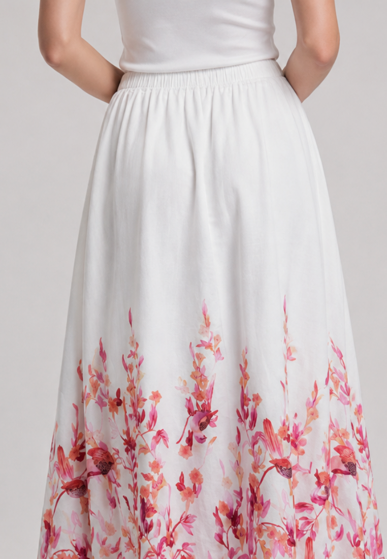 Callia Floral Prints A-line Maxi Skirt (Pink)