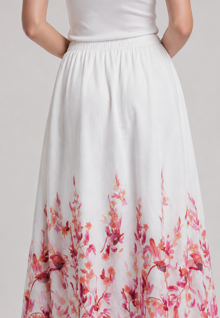 Callia Floral Prints A-line Maxi Skirt (Pink)