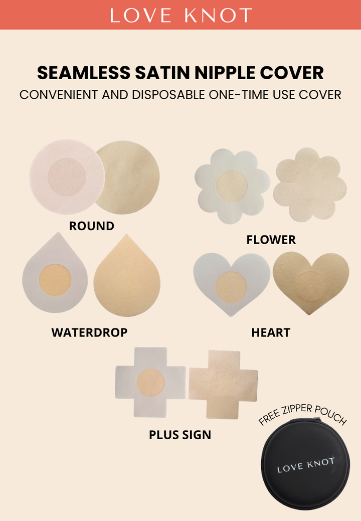 Disposable One Time Use Satin Adhesive Nipple Cover Adhesive Nipple Patch - (5 Pairs Heart)