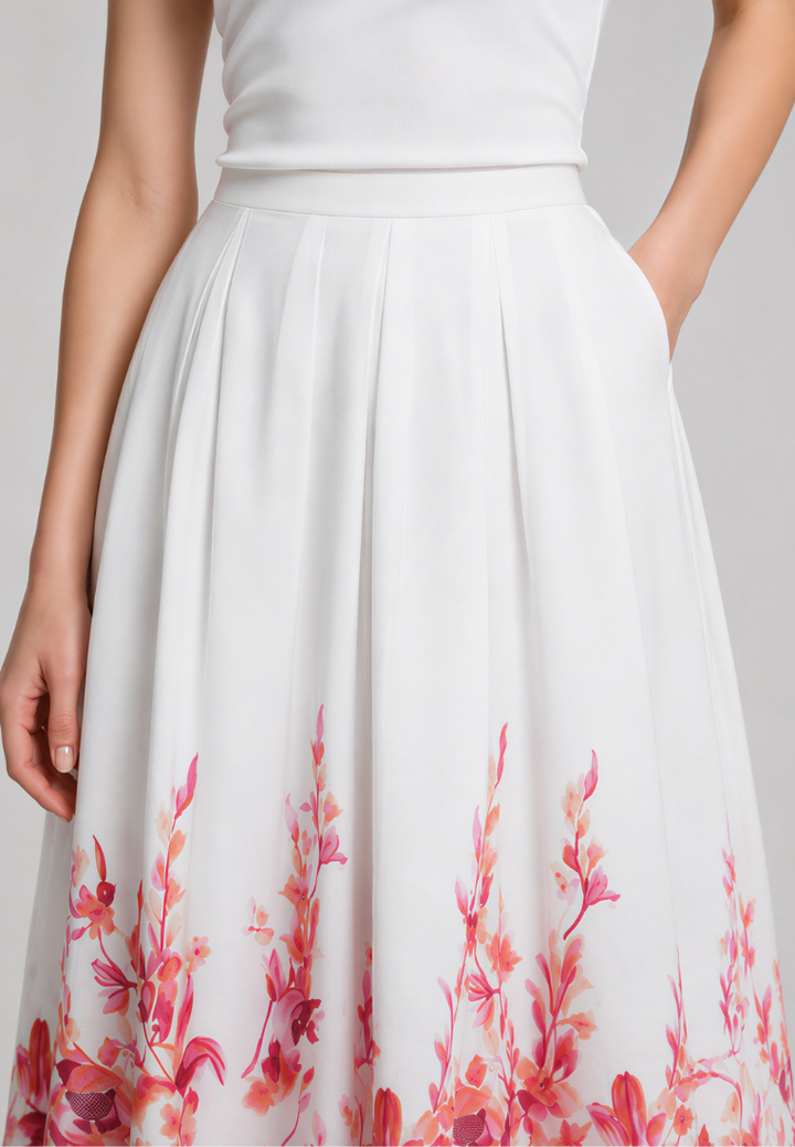 Callia Floral Prints A-line Maxi Skirt (Pink)