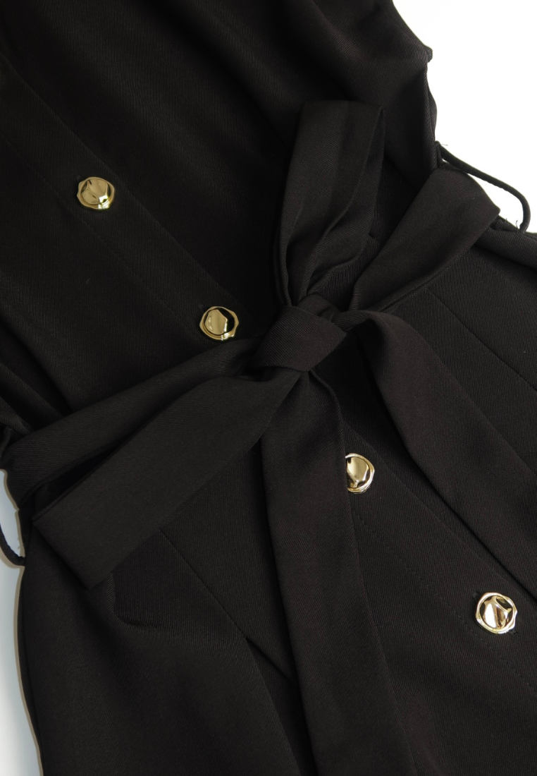 Dewi Collar Button Down Dress (Black)